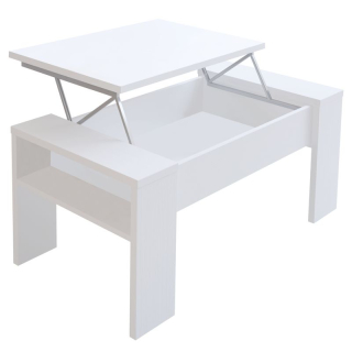 Konferenčný stolík s odkladacím  priestorom, biely