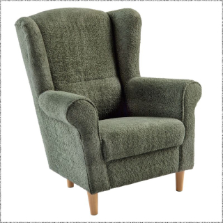 Dizajnový ušiak, zelený v látke Coral Bouclé