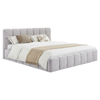 Manželská posteľ 180 s roštom, sivá látka Bouclé
