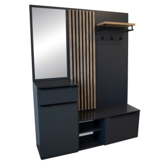 Predsieňová zostava, antracit lesk HG, dub artisan