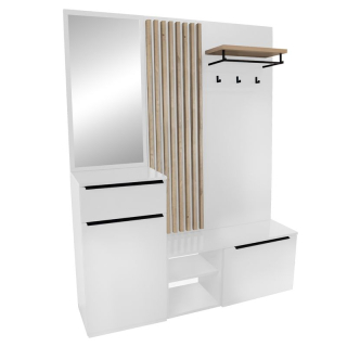 Predsieňová zostava, biely lesk HG, dub artisan