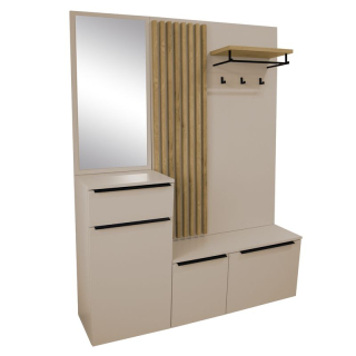 Predsieňová zostava 150 cm, kašmír matná, dub artisan