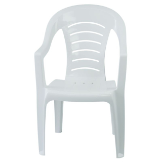 Záhradné stohovateľné kreslo, biely plast