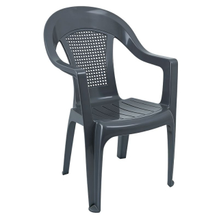 Praktické záhradné stohovateľné kreslo plastové, antracit