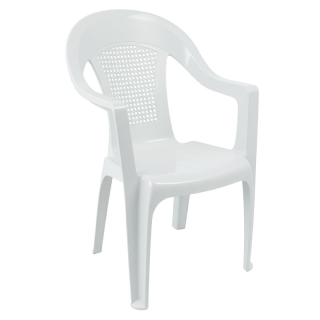 Praktické záhradné stohovateľné kreslo plastové, biele