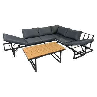 Modulárny záhradný set, čierny, tmavosivý, prírodný