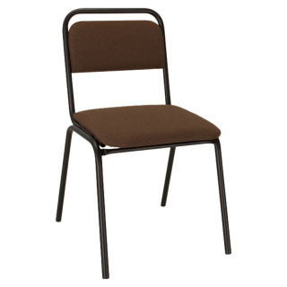 Zasadacia stolička stohovateľná, hnedá látka, čierny kov