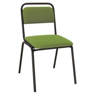 Zasadacia stolička stohovateľná, zelená látka, čierny kov