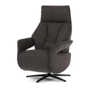 Luxusné elektrické relaxačné kreslo, hnedá látka, s otočnou funkciou