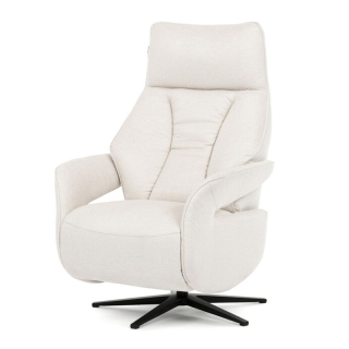 Luxusné elektrické relaxačné kreslo, krémová látka, s otočnou funkciou