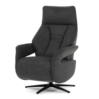 Luxusné elektrické relaxačné kreslo, sivá látka, s otočnou funkciou