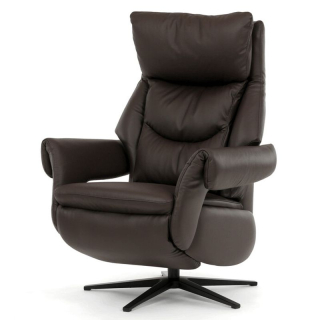 Luxusné hnedé kožené relaxačné kreslo s elektrickým polohovaním