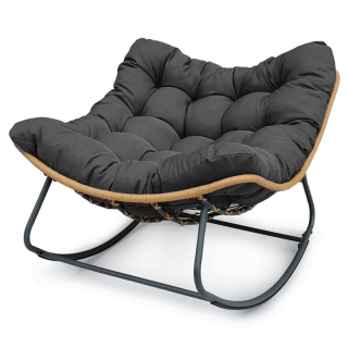 Záhradné hojdacie kreslo sivé z kovu a polyratanu