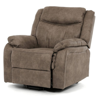 Elektrické polohovacie kreslo, výklopné, hnedá vintage látka