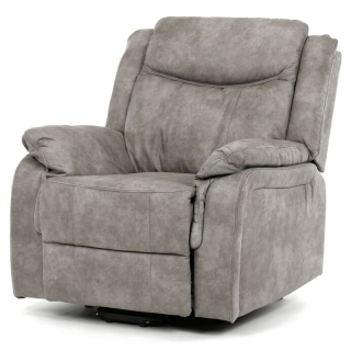 Elektrické polohovacie kreslo, výklopné, sivá vintage látka