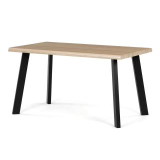 Moderný jedálenský stôl 140 × 80cm, divoký dub s kovovými nohami