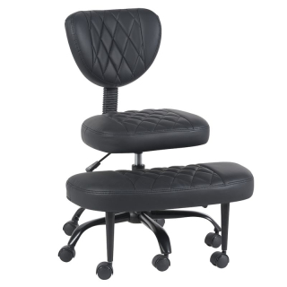 Ergonomická kľakačka, čierna ekokoža, čierny kov