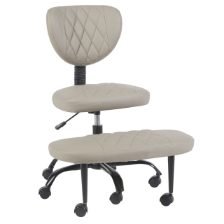Ergonomická kľakačka, sivohnedá Taupe ekokoža, čierny kov