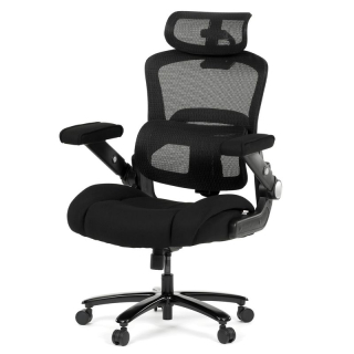 Ergonomická kancelárska stolička, čierna látka, sieťovina, 180 kg