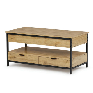 Konferenčný stolík, 100x50cm, MDF dub, nohy čierny kov