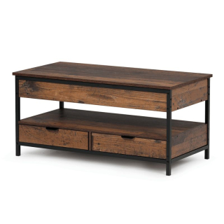 Konferenčný stolík, 100x50cm, MDF old wood, nohy čierny kov