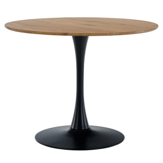 Jedálenský stôl s moderným dizajnom, dub-čierny, priemer 110 cm