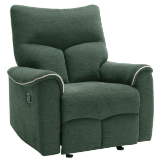 Relaxačné kreslo, zelená látka, mechanicky polohovacie