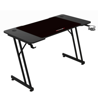 Moderný herný stôl 120x60, čierny carbon s kovovou podnožou