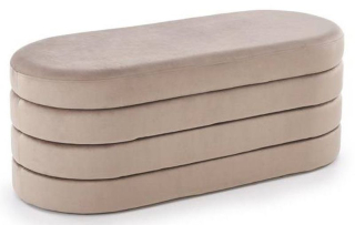 Elegantná taburetka s úložným priestorom 110 cm, béžový zamat