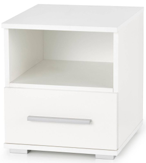 Nočný stolík so zásuvkou, 39cm, biely