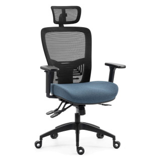 Ergonomická kancelárska stolička modrá, sieťované operadlo, 120 kg