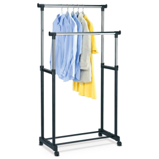 Stojan na šaty s 2 odkladacími ramenami čierny