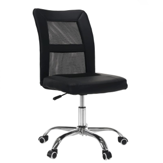 Jednoduché kancelárske kreslo v čiernom prevedení bez podrúčok - posledný kus