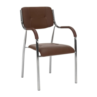 Stohovateľná stolička, hnedá ekokoža
