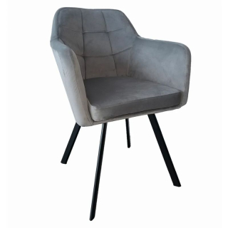 Pekné dizajnové kreslo v sivej zamatovej látke