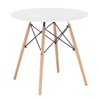 Jedálenský stôl, drevo buk + MDF, biela 60