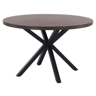 Okrúhly industriálny jedálenský stôl, tmavý dub/čierna