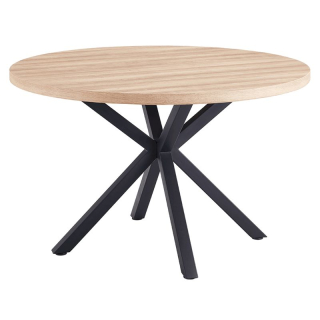Okrúhly industriálny jedálenský stôl, dub sonoma/čierna