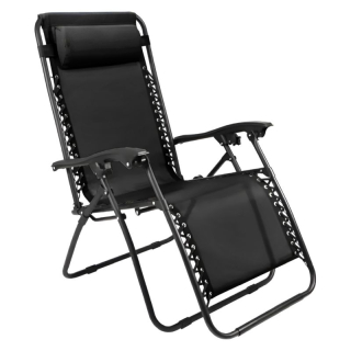 Záhradné polohovacie kreslo v čiernej farbe