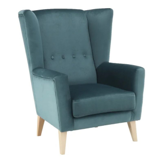 Kreslo ušiak s vysokým operadlom, mentolová/buk