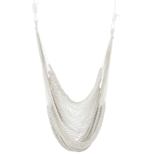 Závesné hojdacie kreslo vyrobené zo siete, biele