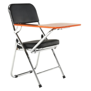 Konferenčná stolička s doskou na písanie, čierna-prírodná