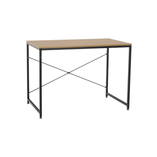 Písací stôl s kovovou konštrukciou, dub/čierna, 100x60 cm