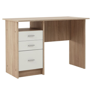 Jednoduchý PC stôl vyrobený z kvalitnej DTD, dub sonoma/biela