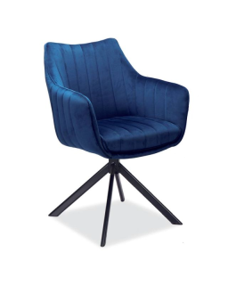 Otočná jedálenská stolička s lakťovými opierkami čierna/modrá