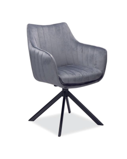 Otočná jedálenská stolička s lakťovými opierkami čierna/sivá