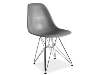 Jedálenská stolička v industrialnom štýle, chróm/sivá