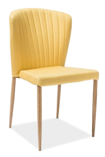 Stolička so zaobleným prešívaným operadlom, dub/žltá