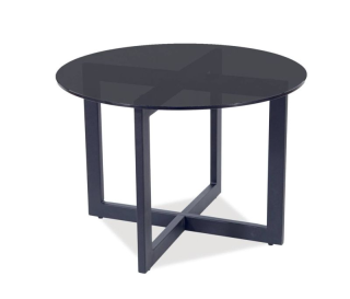 Okrúhly konferenčný stolík s dymovým sklom, čierny mat/dymové sklo