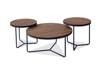 Sada troch konferenčných stolíkov, čierny mat/orech